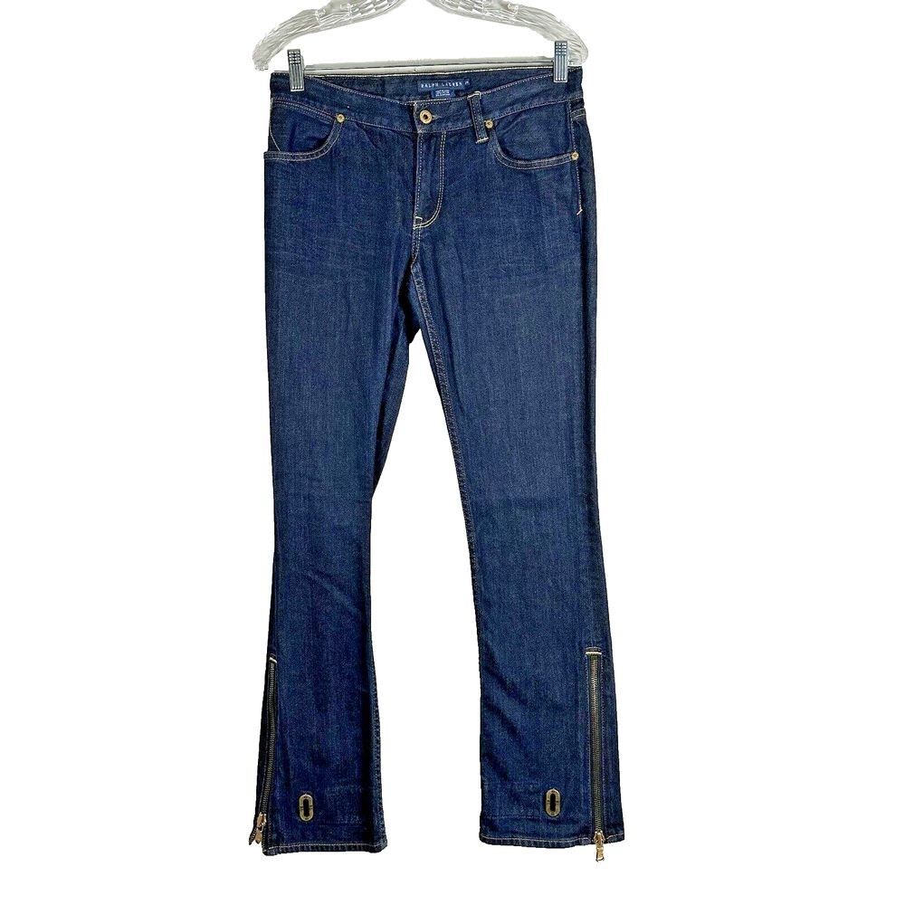 Ralph Lauren Madison 888 Size 29 Dark Wash Bottom Zipper Bronze Bootcut Jeans
